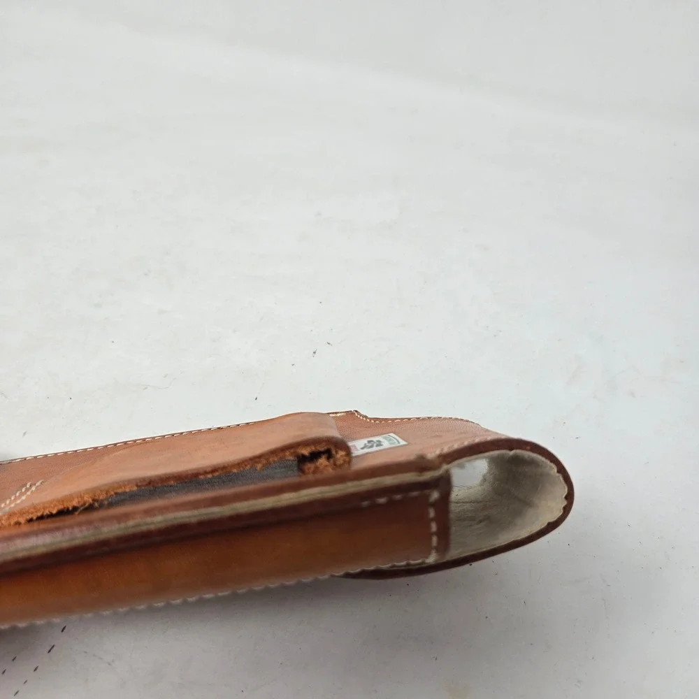 Vintage Hecho En Mexico Tan Leather Belt Cell Phone Holster Pouch DiamondCutout